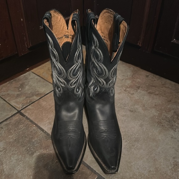 Women’s Black Leather Tony Lama Cowboy Boots Size 10 - Picture 3 of 4